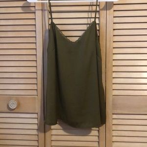 Army green silk tank